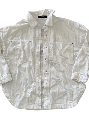 FOREVER 21 White Textured Button-Up Shacket size s
